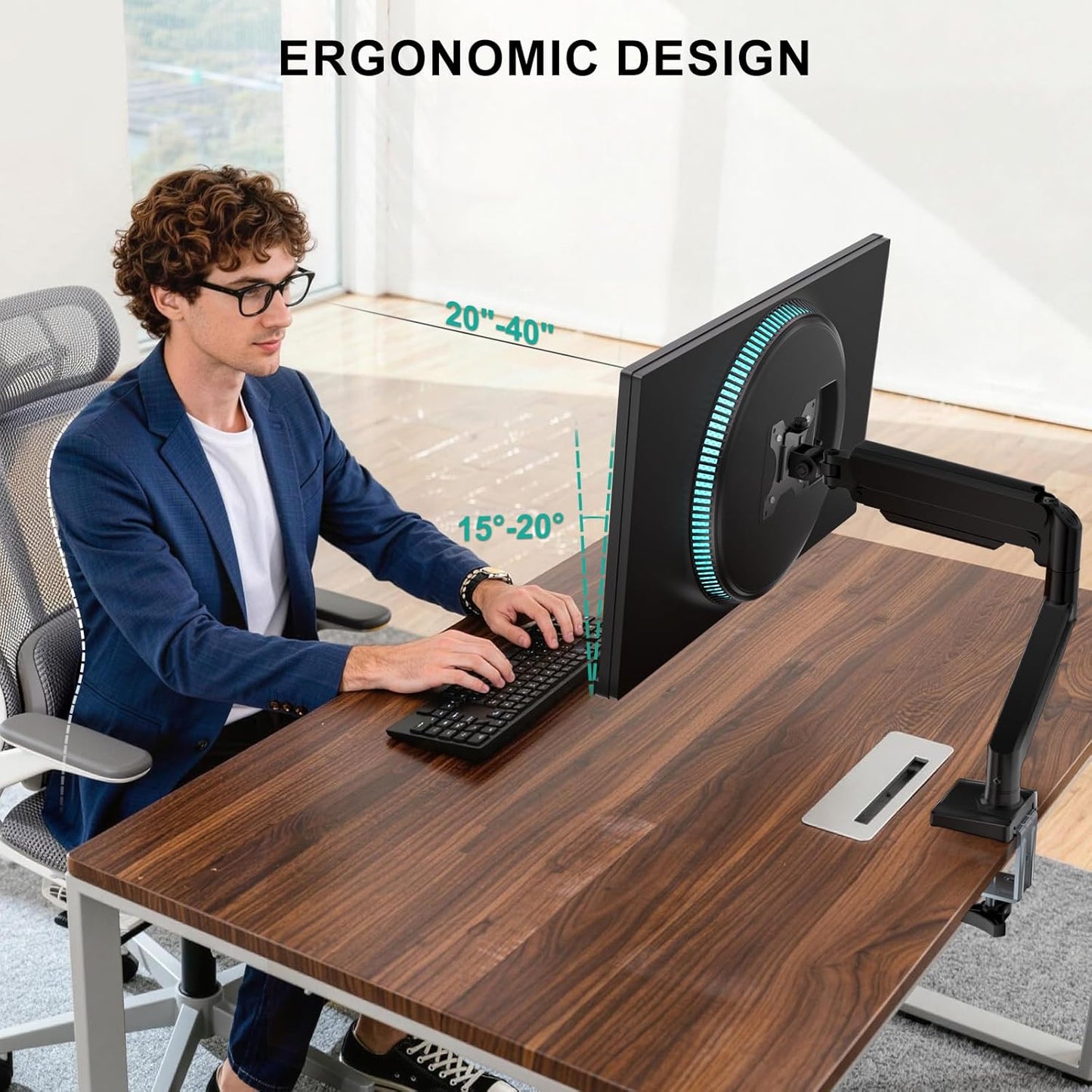 Single Monitor Arm — Full Motion, VESA 75/100mm, Up to 34"