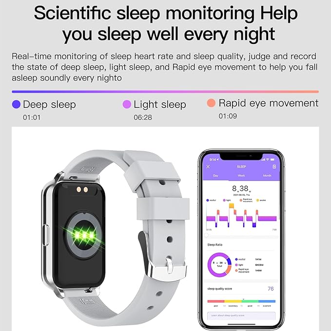 Smart Watch Fitness Tracker Make/Answer Calls for Women Men with Heart Rate Blood Oxygen Sleep Monitor Sports Modes Step Calorie Counter IP68 Waterproof for Android Phones and iPhone