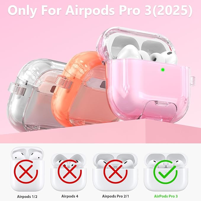 Case for Airpods iPods Pro 3 Case 2025 with Phone Stand for Women-VISOOM Clear Air Pod iPod Pro 3 Cases Cover Cute Girly Airpods Case Pro3 Bling Glitter AirPods Pro3 Cases Hard Shell with Keychain