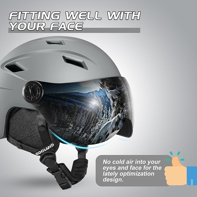 Odoland Ski Helmet with 2-in-1 Visor Goggles, Light Weight Snowboard Helmet for Men Women, Snow Sport Helmets for Skiing, Skating, Snowboarding