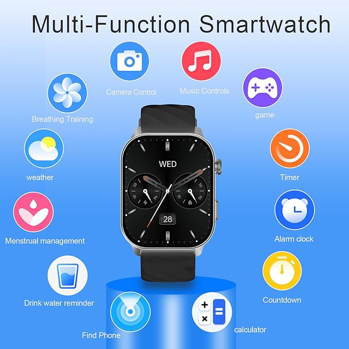 Smart Watch for Men Women (Answer/Make Calls), with Built-in GPS, 2.1" HD Screen, Heart Rate/Sleep Monitor,110+ Sport Modes, Fitness Tracker, Compatible with Android & iPhone