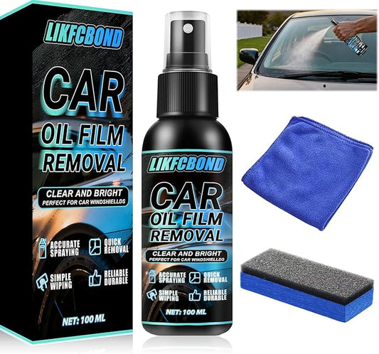 Automotive Oil Film Remover Spray, 100ml Car Whidshield Cleaner Set, Glass Oil Film Remover Liquid Spray Cleanning For Exterior And Interior Use, Shower Door Water Spot