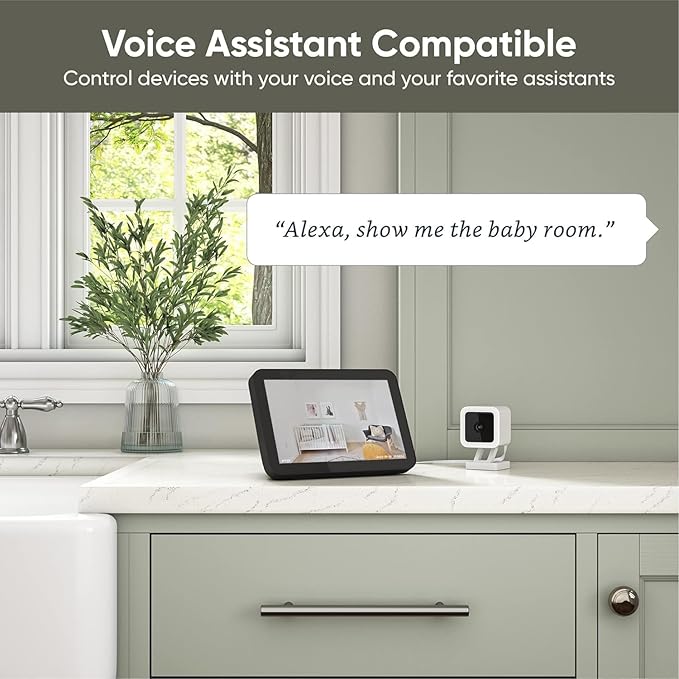Cam V3 Smart Home Security Camera, Indoor/Outdoor Use, IP65-Rated 1080p Plug-in, Color Night Vision, Motion Detection, Two Way Audio, Compatible with Alexa, Google Assistant, Cam V3+128GB SD Card
