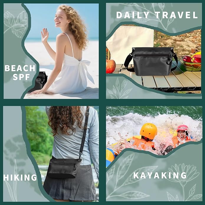 Waterproof Bag Fanny Pouch for Phone Passport Purse, Handle & Adjustable Strap for for Swim, Travel, Beach