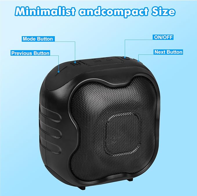 Cinolink Shower Bluetooth Speaker, IPX6 Waterproof Portable Speaker with Loud HD Sound RGB Lights for Home, Beaches Portable Wireless Outdoor Speakers