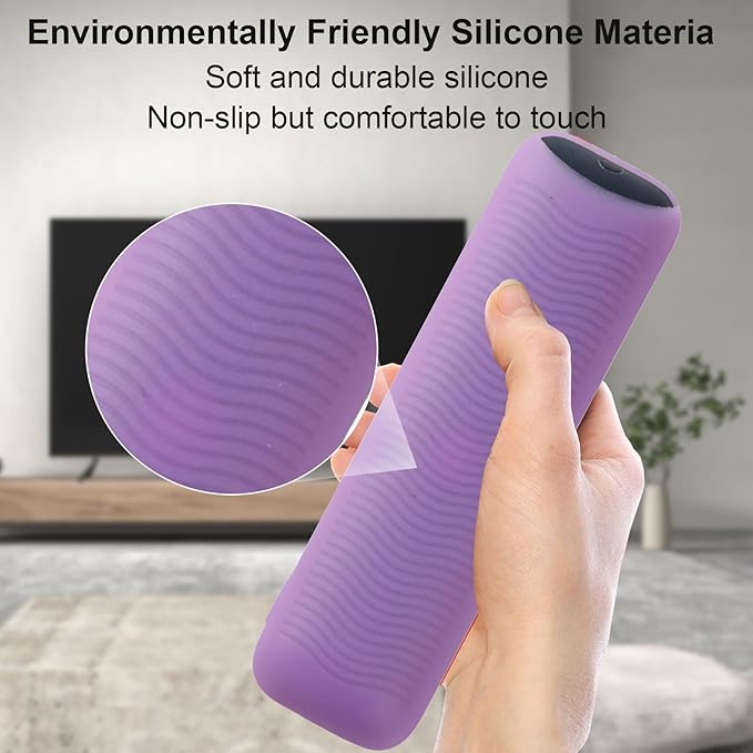 Luminous Purple Remote Case Fit for 2025 Onn Google TV Box 4K pro Remote Lightweight Anti-Slip Skin-Friendly Silicone Skin Sleeve