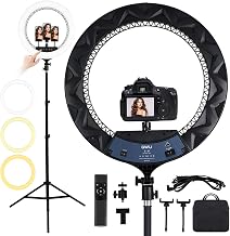 GWO 21 inch LED Ring Light with Tripod Stand 6000K Dimmable Makeup Selfie Light with Touch Panel Phone Holders for YouTube Vlog Video Shooting Include Carrying Bag and Remote Control CRI>90 - Image 1