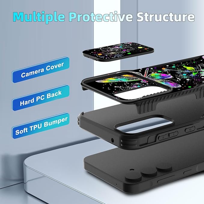 for Galaxy A35 5G Case Built in Slide Camera Lens Cover,Heavy Duty Shockproof Protection Dual Layer Case for Samsung Galaxy A35 5G 6.6 inch 2024,Dragonfly and Daisy Flower