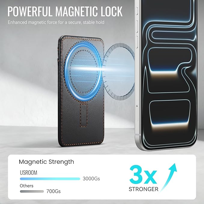 for Magsafe Wallet Magnetic Card Holder RFID Blocking, Strong Magnet Slim Wallet Stick on Phones and Cases for iPhone 17/16/15/14/13/12/ Pro/Max/Plus, Black