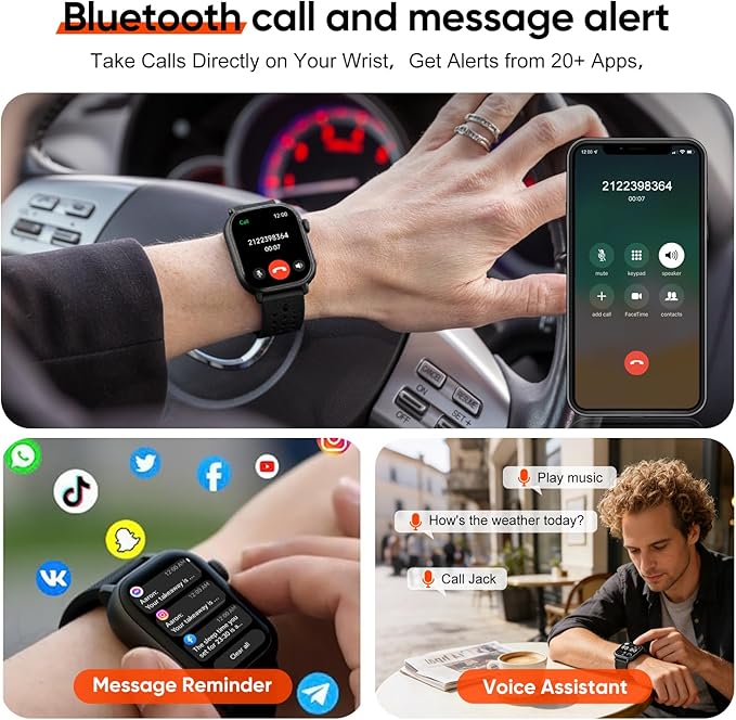 Smart Watch with 2 Bands: Step & Calorie Counter, Heart Rate & Oxygen Sensor, GPS Running, Swimming, Walking, Sports Tracker, Waterproof, Health Monitoring, Music & Call Alert Men Women iOS/Android