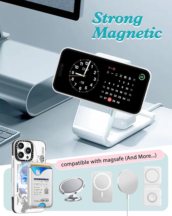 Toycamp for iPhone 16 Pro Max Case - Compatible with Magsafe Credit Card Holder Wallet Magnetic Cute Women Teen Girls Kawaii Girly Unique Black Design Phone Cover for Apple 16 Promax 6.7"
