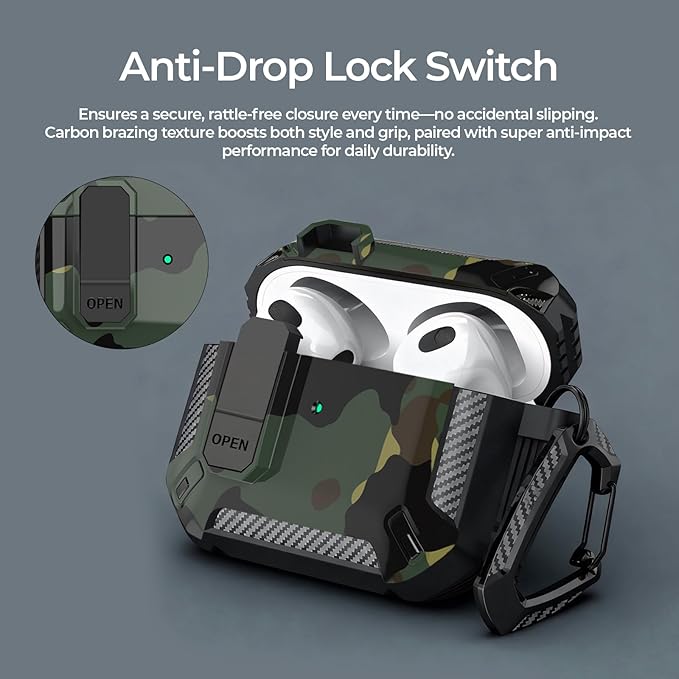 for AirPods Pro 2 Case for AirPods Pro2rd Gen | Full Drop Protection with Carabiner Keychain | Cute AirPods Pro 2st/1nd Generation Case for Men Women
