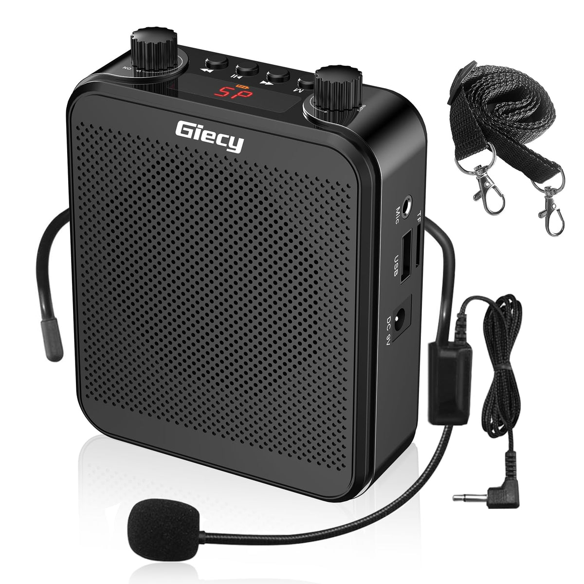 Portable Voice Amplifier, 30W 2800mAh Bluetooth Rechargeable Personal Voice Amplifier with Microphone Headset, Pa Systems Speaker for Multiple Locations Classroom, Meetings and Outdoors