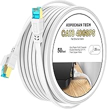 Cat 8 Ethernet Cable 50 ft, Shielded Flat RJ45 Network LAN Cable - Image 1