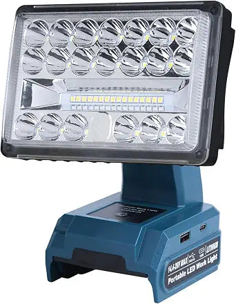 18W 2000LM Cordless LED Work Light Compatible with 18V Batteries,90°Adjustable Head Flashlight with USB Charging Port for Job Sites,Camping,Indoor,Outdoor(Battery not Included)