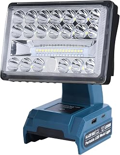18W 2000LM Cordless LED Work Light Compatible with 18V Batteries,90°Adjustable Head Flashlight with USB Charging Port for Job Sites,Camping,Indoor,Outdoor(Battery not Included)