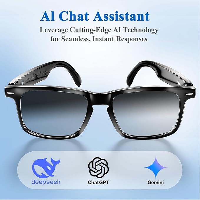 AI Smart Glasses for Men & Women – Bluetooth Glasses w/ 164 Languages Translation, Photochromic Lenses, Music & Hands-Free Calls, UV & Blue Light Protection for Sports Travel Driving Business