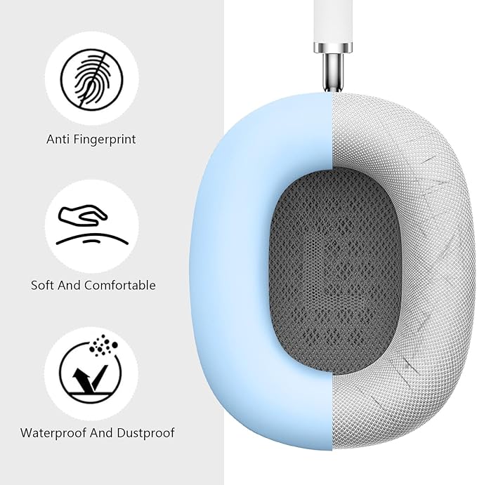 Filoto Case for Airpods Max Headphones, Ear Pad Case Cover/Ear Cups Co ver/Headband for AirPods Max (USB-C/Lightning)(2024/2020), Silicone for Apple Airpod Max, Accessories Cases(Sky Blue)