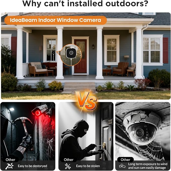 3MP 2k Window Camera, SpectraVivid AI Color Night Vision Window Cameras for Home Security, 2.4G&5G WiFi, Person & Motion Detection Siren, Two-Way Audio, 24/7 Recording, Easy Quick Install Indoor Glass