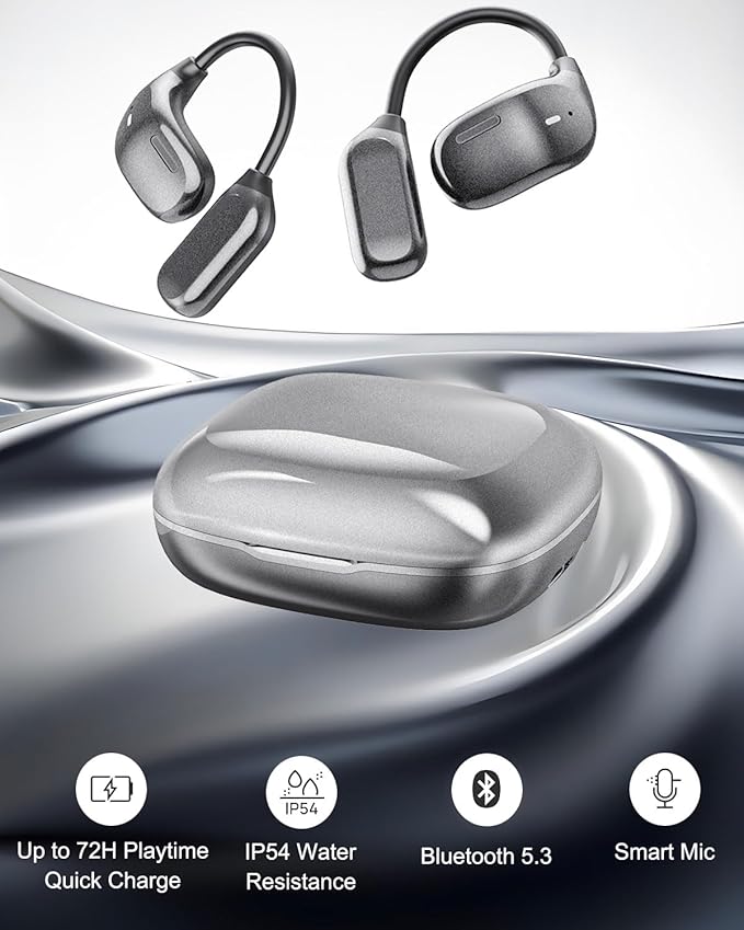 NEW OpenFit Air Bone Conduction Headphones Only 0.23 OZ Open Ear Earbuds , Wireless Earbuds with HD Clear Calls, Ear Buds with 72 Hours of Playtime, Secure Earhooks Earphones for Sports, Fitness, TV