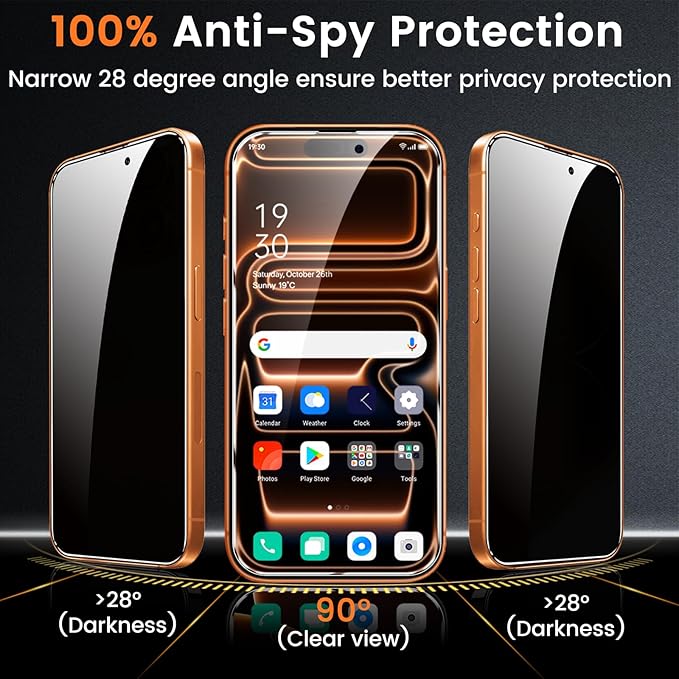 4 Pack Privacy Screen Protector for iPhone 17 Pro Max 6.9-Inch with 4 Pack Camera Lens Protector, Anti Spy Tempered Glass Film 9H Hardness Bubble Free Case Friendly
