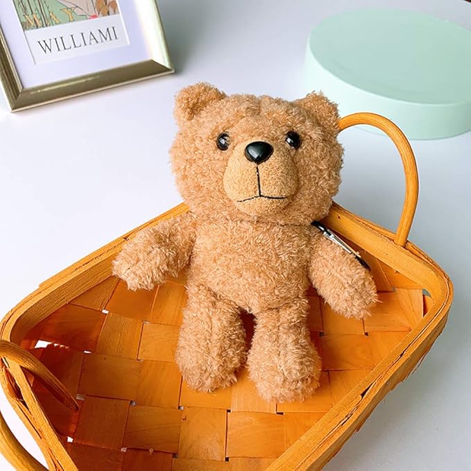 Yatchen Plush Case Compatible with AirPods Pro, Creative Cute 3D Cartoon Fur Bear Design Funny for AirPods Cover Case with Keychain Protective Case for AirPods Pro Bear Khaki