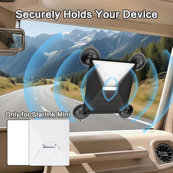 Starlink Mini Mount Suction Cup Car Mount with Protective Silicone Cover & Carabiner, 2-in-1 Sunroof & Window Holder, Water & Sun Resistant, Ideal for Cars, RVs, Boats & Road Trips