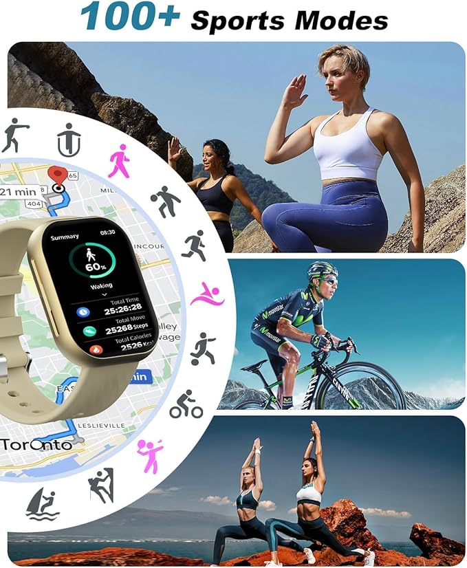 Smart Watch for Men Women (Answer/Make Call), 2.0"Smartwatch Fitness Tracker with 100+ Sport Modes, Heart Rate/Sleep Monitor, Pedometer, SpO2, IP67 Waterproof, Activity Tracker for Android iOS Phones