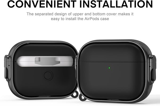 Maxjoy for AirPods Pro 3rd Generation Case with Lock, Cute AirPods Pro 3 Case Lock Protective Hard AirPod Pro 3 Cover for Women Men with Keychain for Airpod Pro 3rd Gen Cover 2025, Black