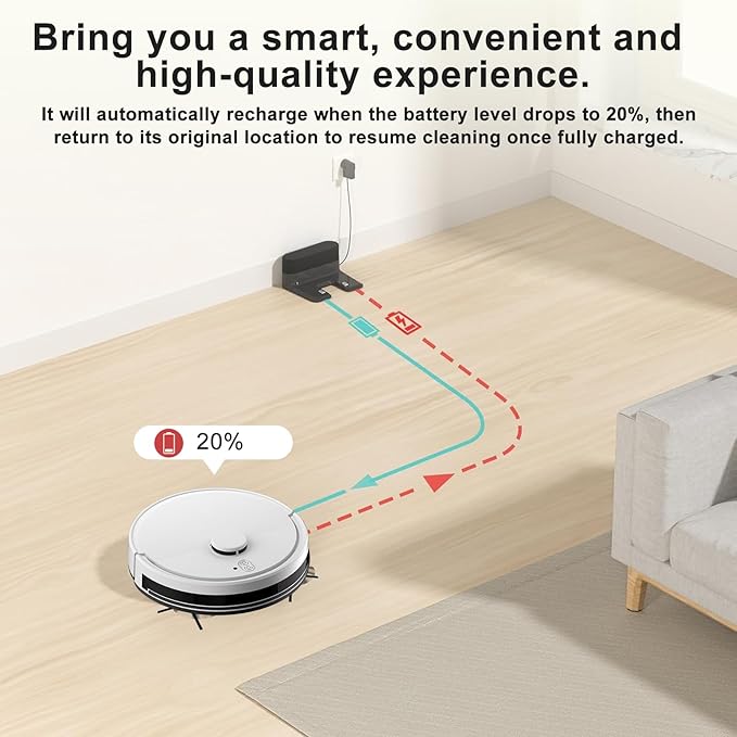 2025 Robot Vacuum and Mop Combo – LiDAR Navigation, Smart Mapping, 4000Pa Suction, 120-Min Battery, Alexa & App Control