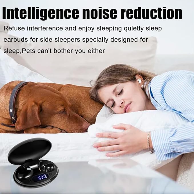 Sleep Headphones Wireless Bluetooth 5.3 for Side Sleepers Noise Cancelling Earbuds for Sleep Comfortable Noise Blocking Invisible Earbuds Ipx6 Waterproof Grey