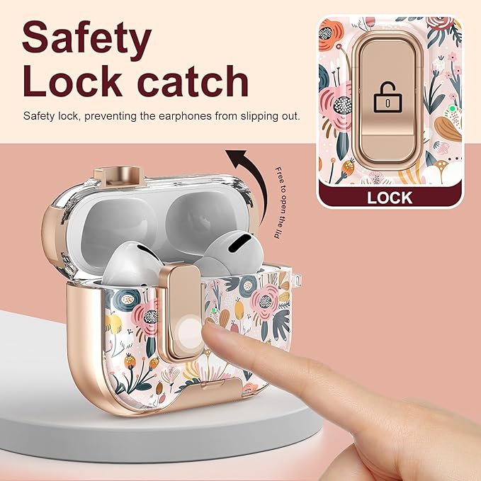 Case Compatible with AirPods Pro 3 2025,Elegant Leopard Pattern Cover for AirPods Pro 3rd Gen with Built-in Phone Stand,One-Click Secure Lock & Carabiner,Wireless Charging,Gift for Girls Women