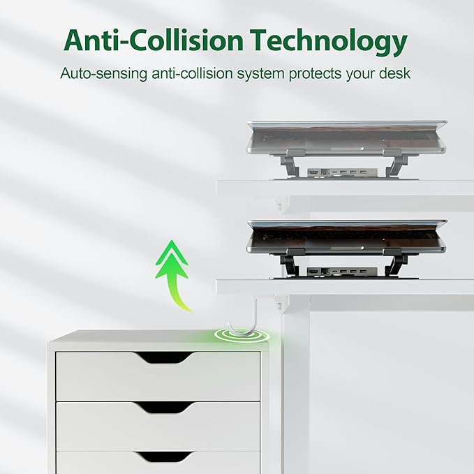 Agilestic Electric Standing Desk, Large 63 x 24 Inches Height Adjustable Desk, Sit Stand up Desk for Work Office Home, Splice Board, White