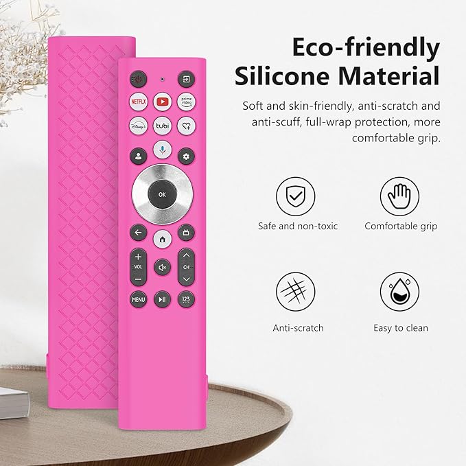 LEFXMOPHY Cover for ERF6A80 ERF6G80H ERF6F80H Voice Remote for 2024 Hisense U6 U7 U8 U9 Series 4K Google Smart TV Case Silicone Protective Skin Glow in Dark - Pink
