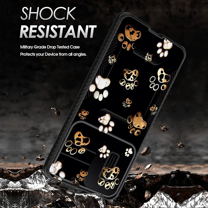for Galaxy S25 Edge Case Built in Slide Camera Lens Cover,Heavy Duty Shockproof Protection Dual Layer Case for Samsung Galaxy S25 Edge 2025,Cute Dog Paw Prints