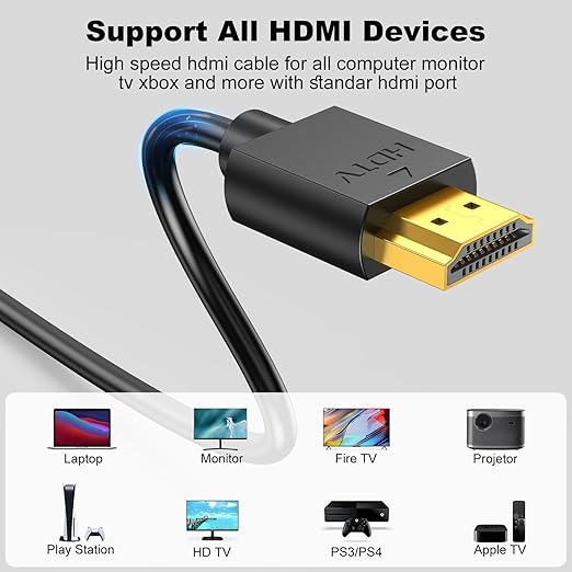 6 FT HDMI Cable 3-Pack, 4K HDMI to HDMI Cable 6FT,High Speed Shielded HDMI 2.0 Cord with 2k@165/144Hz,HDCP 2.2, HDR, ARC & CL3 Rated | for Laptop, Monitor, TV PS5, PS4, Xbox One, Fire TV, Soundbar