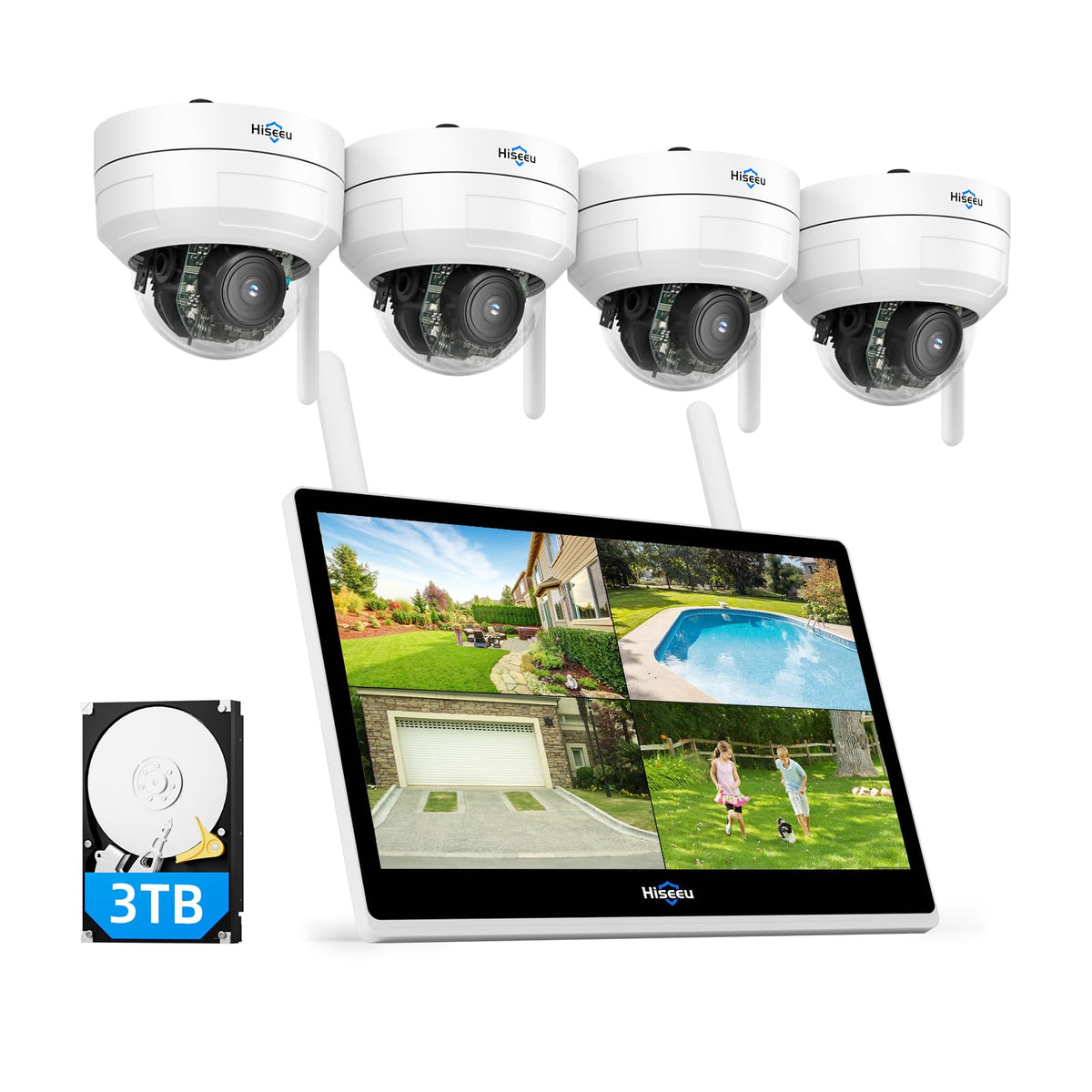 Hiseeu Wireless Security Camera System, 5MP 4 Cam-Ki | Smart Home - Image 1