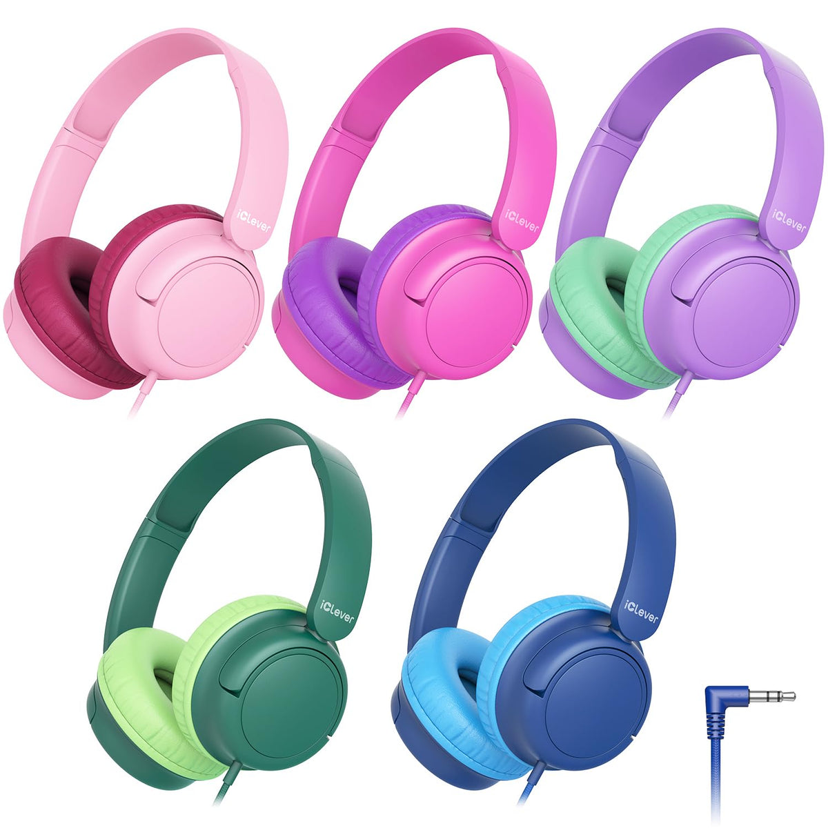 iClever Kids Headphones 5 Pack for Students K-12 & Teachers Classroom/Study
