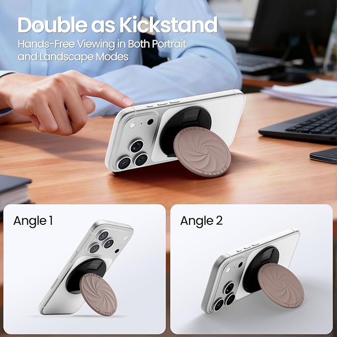 ORNARTO Vortuxe for MagSafe Phone Grip with Kickstand, Soft Liquid Silicone Finger Loop Grip, Phone Ring Holder for Back of Phone, Premium Build & Comfy Touch, Latte