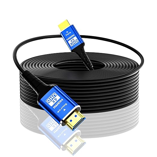 Fiber Optic 150 ft hdmi Cable,18Gbps 4k Ultra high Speed Support 4K@60Hz(4:4:4 RGB) HDR10,HDCP2.2,eARC,3D,CEC Unidirectional Active 2.0 Cord,Shielding Interference,Slim and Flexible