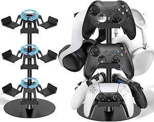 Kosker Headset Stand 3 Tiers for Desk, Rotatable Gaming Controller Stand for PS5/PS4/Xbox/Switch2/PS Portal/Phone, Universal PC Gamer Gift Accessory Controller/Headphone Holder for 9 Packs Controller