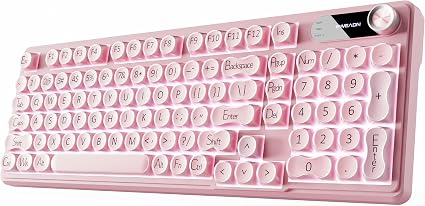 EWEADN V102 Wireless Keyboards, 98 Key Gaming Keyboard with Screen & Media Knob, Custom RGB Backlit, Tri-Mode BT5.0/2.4GHz/Wired Membrane Bluetooth Keyboard, Quiet Typing for Windows/MAC-Pink
