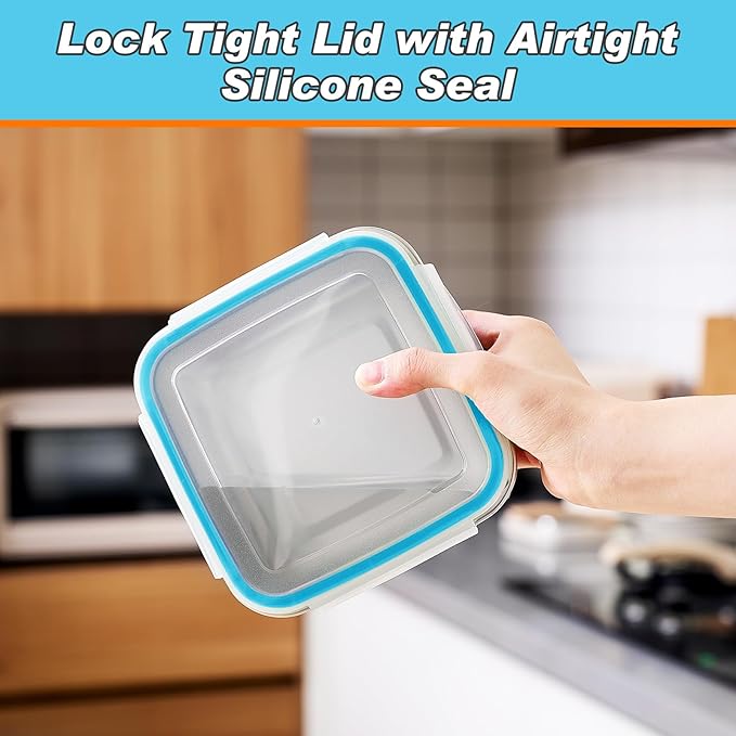 4 Pack Stainless Steel Sandwich Containers with Lids 25.4 oz Metal Food Container for Lunch Boxes with Airtight Silicone Seal for Sandwiches and Snacks(Light Blue)