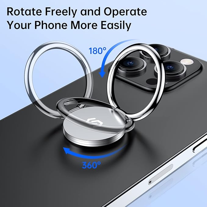 Syncwire Cell Phone Ring Holder Stand, 360 Degree Rotation Finger Ring Kickstand Polished Metal Phone Grip for Magnetic Car Mount