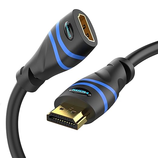BlueRigger 4K HDMI Extension Cable - 3FT (4K 60Hz, 18Gbps HDMI Extender Cord, High Speed EXT Male to Female Adapter) - Compatible with HDTV, Laptop, Xbox Series X, Roku, PS5, Nintendo Switch, TV Stick