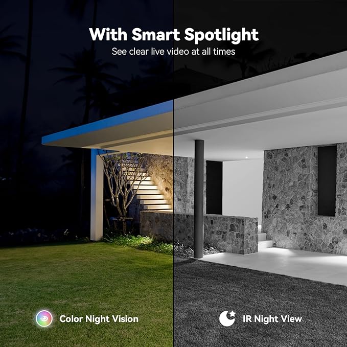 Solar Camera Outdoor Wireless, 2K Color Night Vision, Security Cameras Wireless Outdoor with 360°View, 4X Zoom, Battery Powered, 2.4GHz WiFi Solar Camera, PIR Alarm, IP65 Weatherproof, 2pack