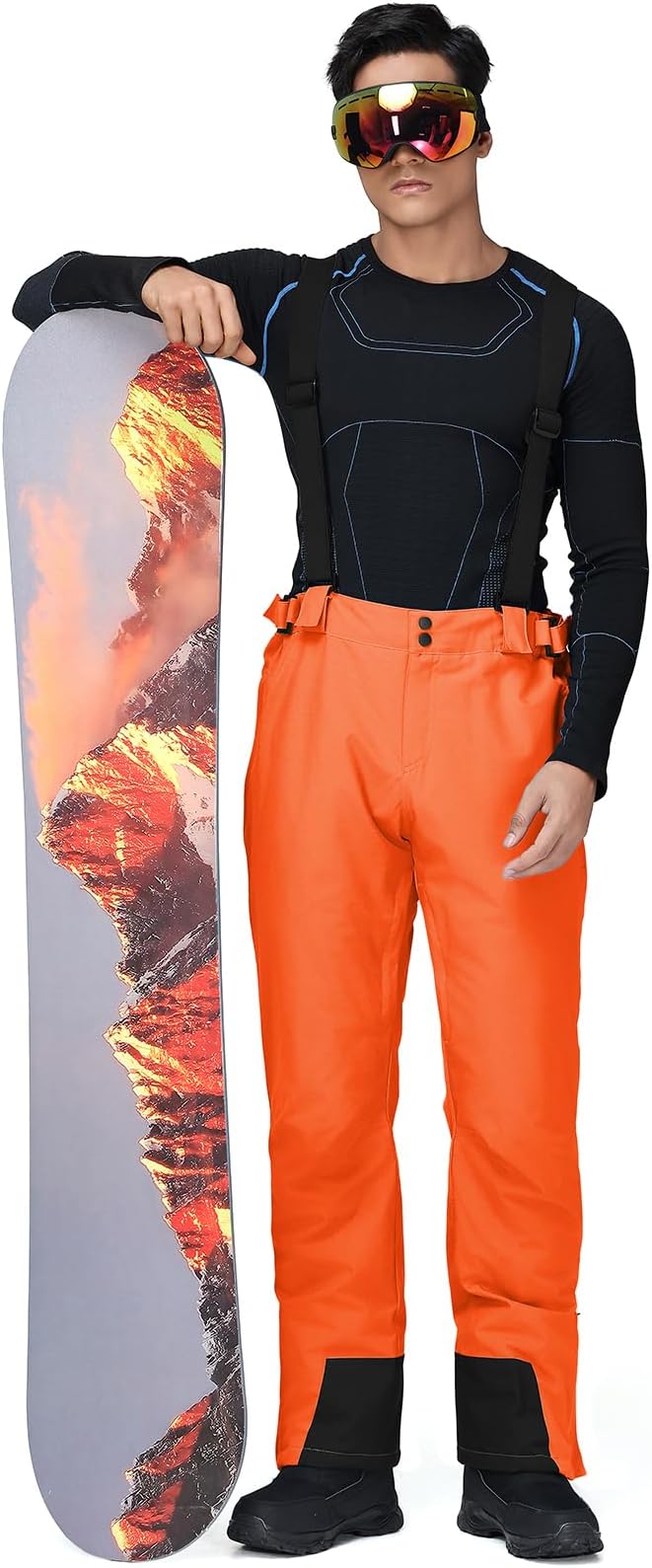 RIUIYELE Men's Ski Pants Insulated Snow Bibs Warm Winter Snowboard Bibs Overalls Waterproof Winterproof with Suspenders