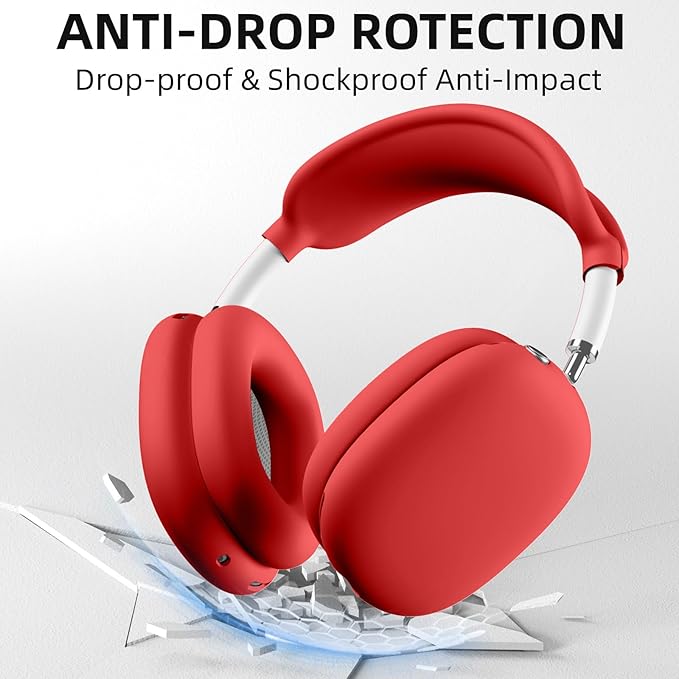 Lerobo for AirPods Max Case Cover, Anti-Scratch Ear Pad Case Cover/Ear Cups Cover/Headband Cover for AirPods Max Headphones, Soft Silicone Skin Protector ccessories(Crimson)