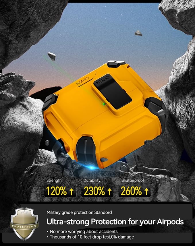 Compatible with AirPods 4 Case,Magnetic Automatic Lock with Phone Stand & Cleaning Kit,Compatible with Magsafe Cover -Yellow