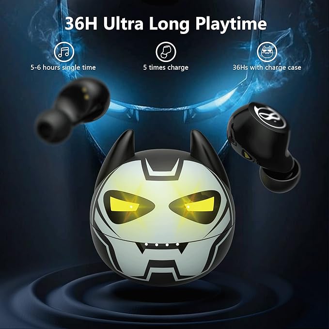 Earbuds for Kids, Penguins Headphones Bluetooth with Mic, 85dB Volume Limited, 36Hrs Playtime, Gilrs Boys Earbuds for Small Ears,Touch Control, Waterproof, earbuds Wireless for School/Tablet